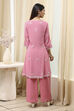 Pink Embroidered Kalidar Suit Set image number 4