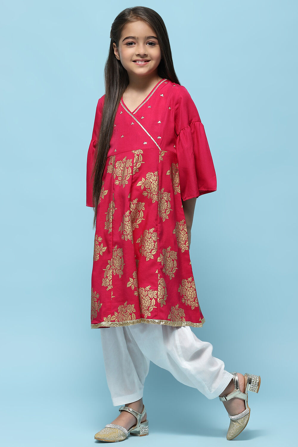 Pink Cotton Short Kurti image number 3