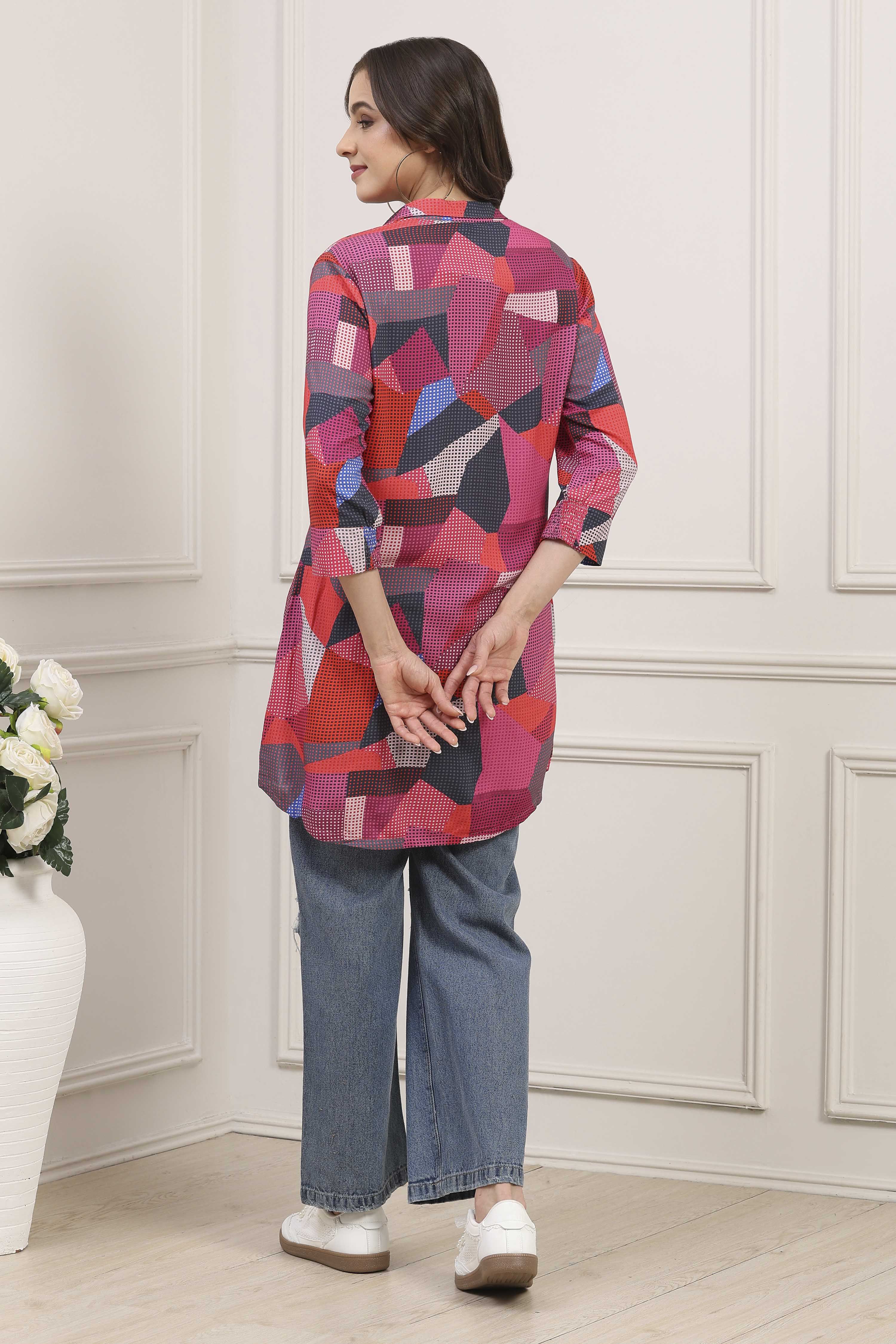 Blue Rayon Straight Printed Kurta image number 3