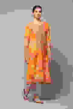 Orange Printed Straight Kurta image number 3