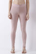 Light Pink Cotton Lycra Solid Fitted Leggings image number 4