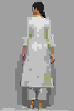 Off White Tissue Unstitched Suit set image number 6