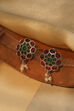Green Pink Stone Embellished Earrings image number 0