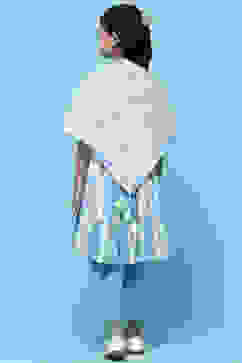 Blue Printed Cotton Kurta With Pants & Printed Scarf.  image number 5