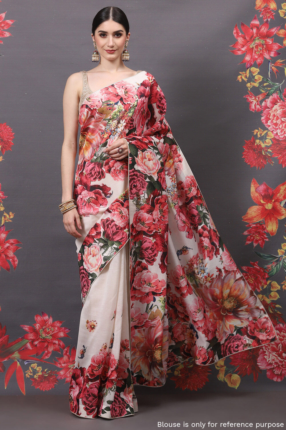 Rohit Bal Off White Cotton Silk Printed Saree image number 0