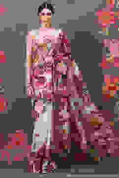 Rohit Bal Off White Cotton Silk Printed Saree image number 0