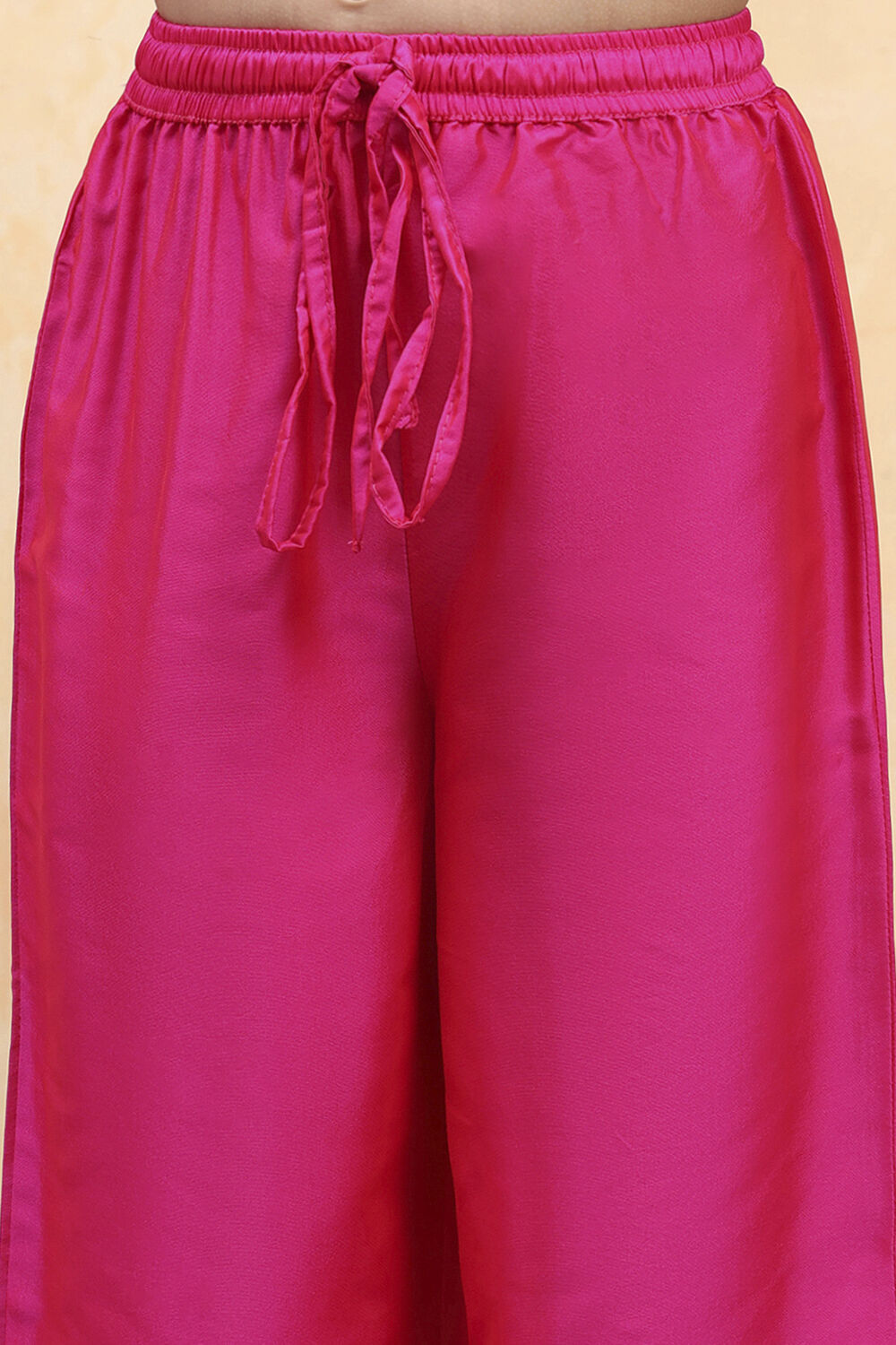 Pink Polyester Yarndyed Gathered Suit Set image number 2