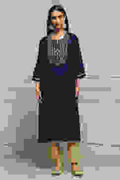 Purple Viscose Blend Straight Kurta image number 5