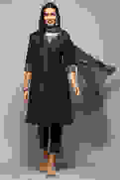 Teal Cotton Satin Narrow Kurta Pant Suit Set image number 0