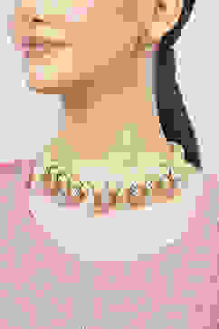 Mint Green Pink Alloy Necklace Set image number 1