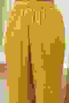 Yellow Cotton Embroidered Straight Kurta Set image number 2