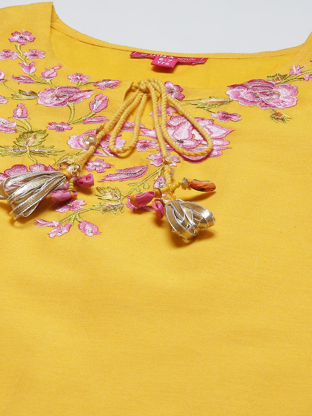 Yellow & Violet Art Silk Straight Kurta Garara Suit Set image number 1