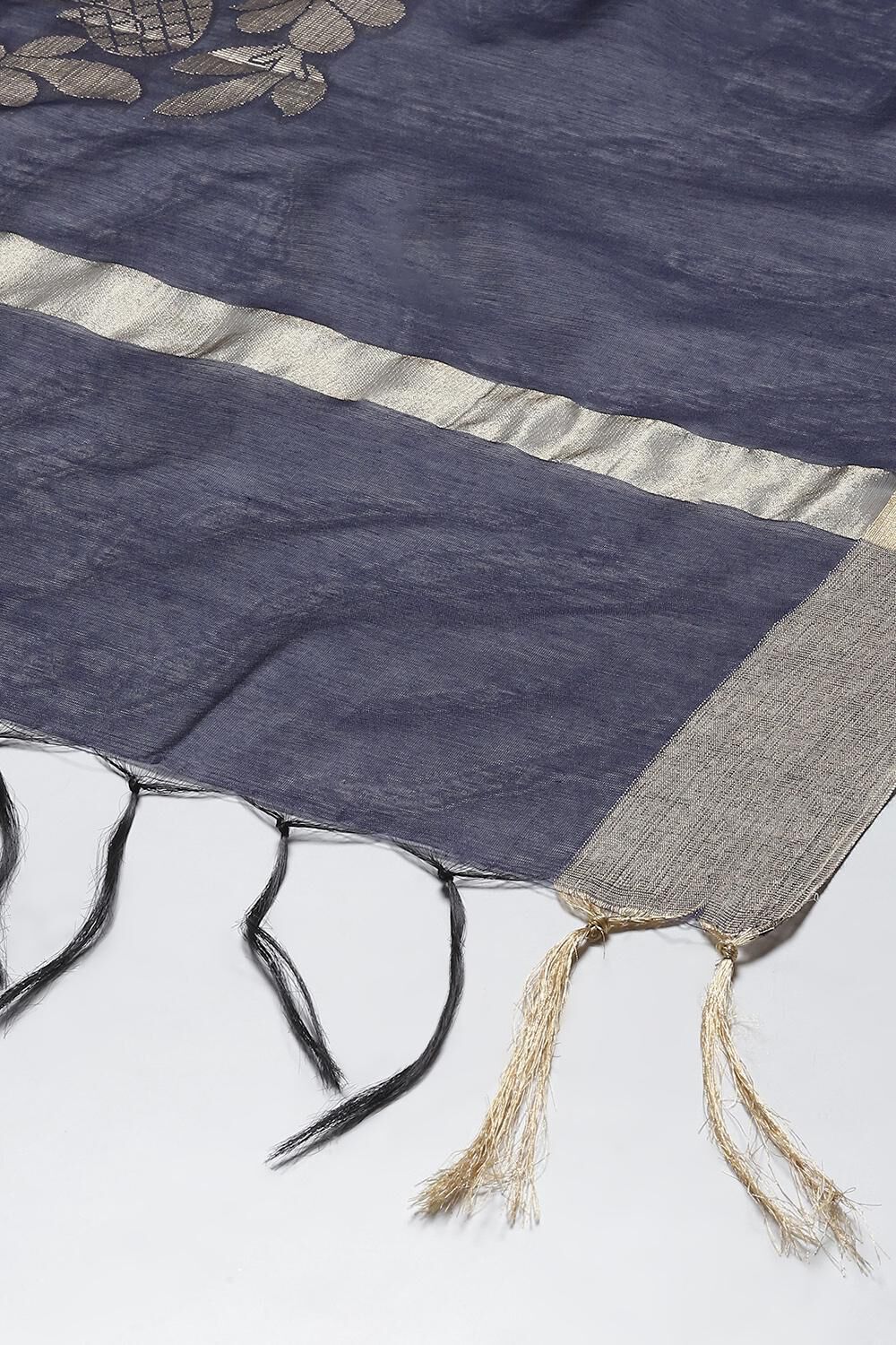 Navy Art Silk Yarndyed Dupatta image number 1