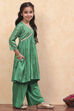 Green Viscose Blend Gathered A-line Festive Kurta Set image number 5
