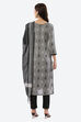 Grey Cotton Unstitched Suit Set image number 4