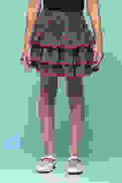 Blue Polyester Printed Short Skirt image number 5