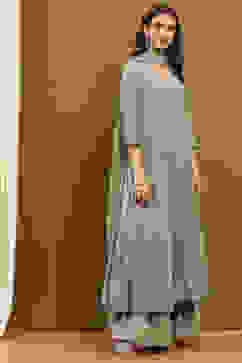 Green Viscose Georgette Embroidered Anarkali Suit Set image number 5