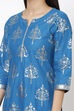 Royal Blue Cotton Straight Kurta Pant Suit Set image number 1
