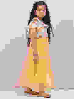 Yellow Art Silk Flared Lehenga image number 5