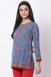 Off White Cotton Blend Printed Kurti image number 2
