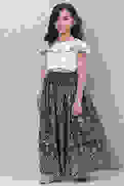 White And Blue Art Silk Flared Lehenga image number 2