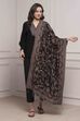 Black Yarn-Dyed Printed Winter Stole image number 1