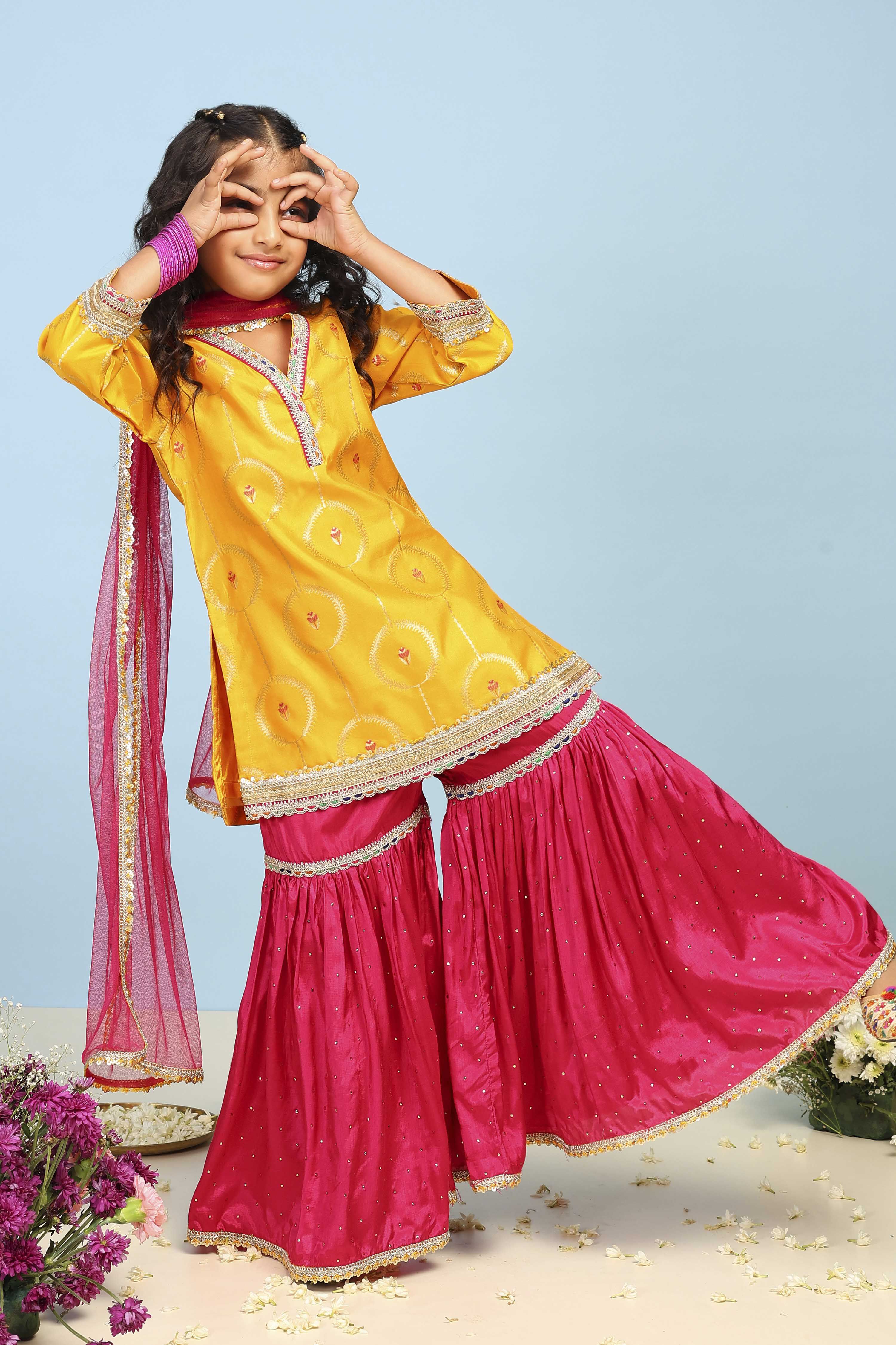 Yellow Polyester Straight Suit Set image number 0