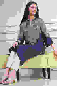 Indigo Printed Straight Kurta image number 0