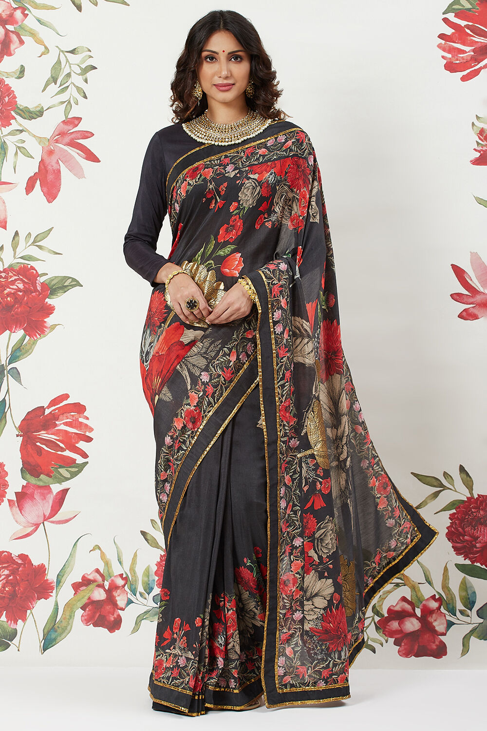 Rohit Bal Off White Cotton Silk Printed Saree image number 2