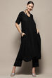 Black Asymmetric Solid Kurta Set