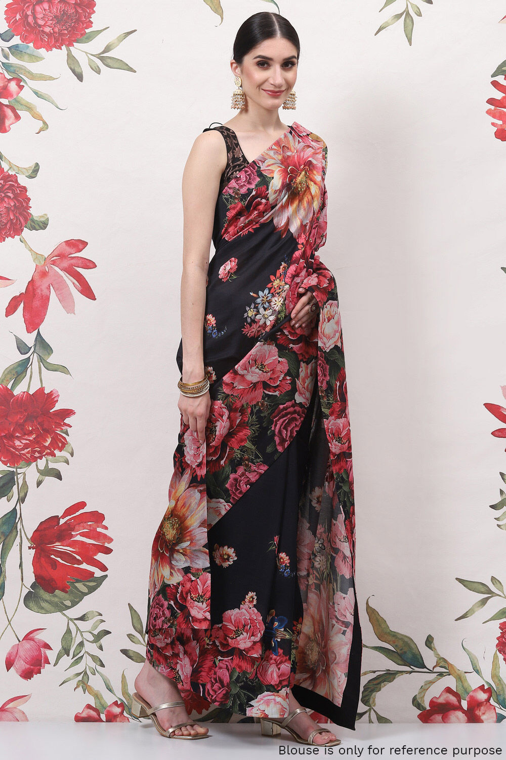 Rohit Bal Black Cotton Silk Printed Saree image number 2