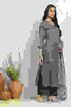 Blue Cotton Printed Unstitched Suit Set image number 6