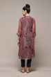 Peach & Blue Polyester Straight Printed Kurta image number 4