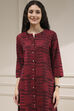 Maroon Cotton Ikat Straight Kurta image number 1