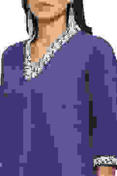 Blue Cotton A-Line Kurta Palazzo Suit Set image number 1