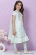 Light Blue Art Silk Flared Kurta Churidar Suit Set image number 7