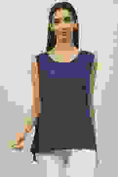 Indigo Viscose Straight Printed Jacket image number 1