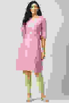 Pink Art Silk Straight Kurta image number 0