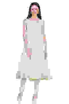 Coral Pink Front Open Cotton Kurta Churidar Suit Set image number 4