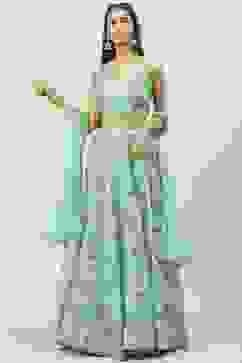 Sea Green Cotton Blend Lehenga Set image number 7