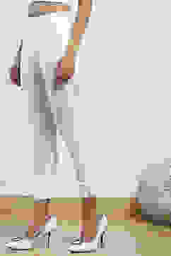 White Cotton Blend Narrow Pants image number 2