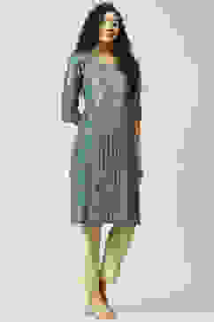 Blue Art Silk Straight Kurta image number 3