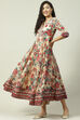 Mustard Poly Cotton Flared Fusion Printed Dress image number 2