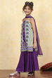 Purple Cotton Printed Straight Sharara Suit Set image number 3