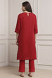 Red Solid Straight Kurta image number 3