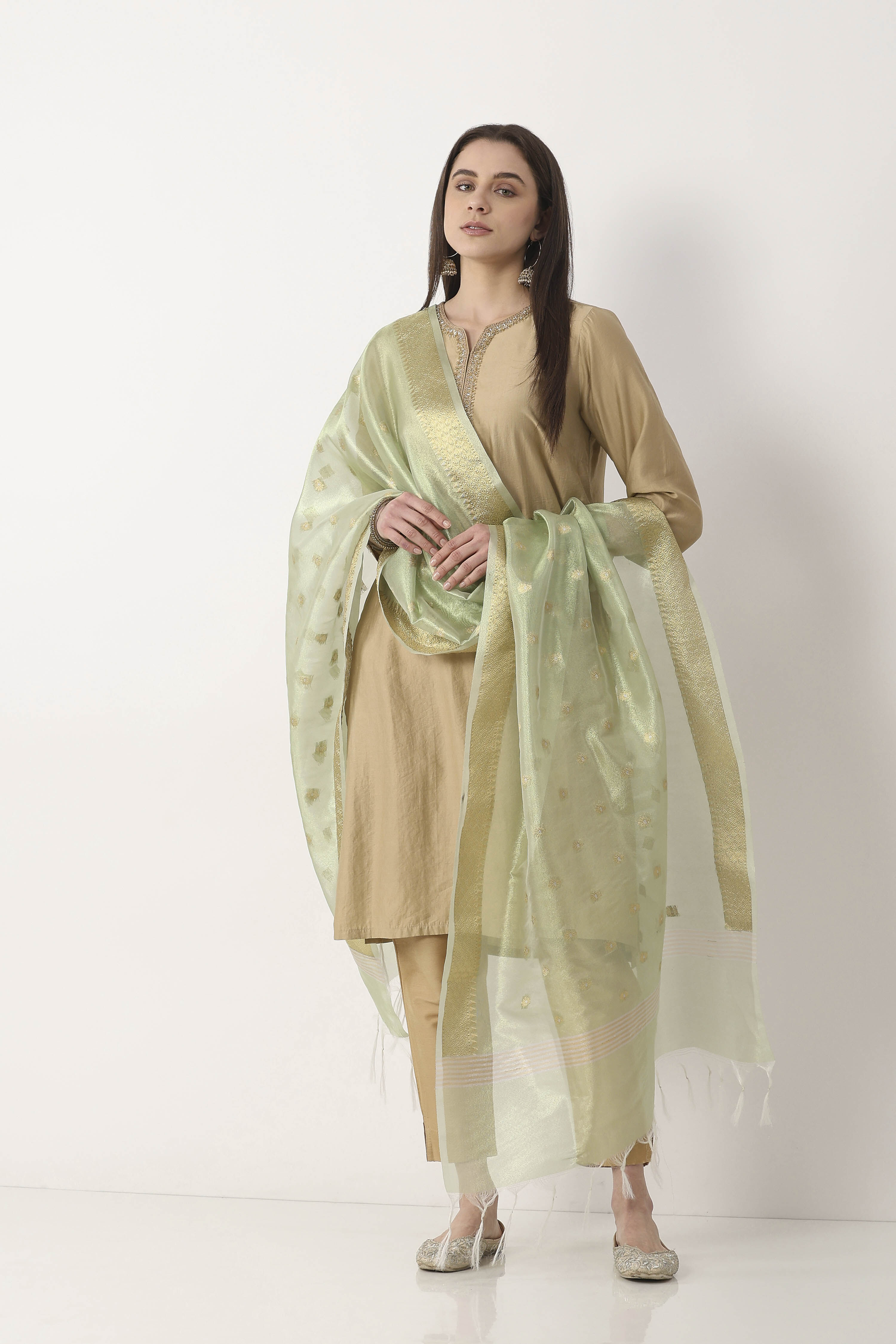 Mint Green Art Silk Dupatta image number 3