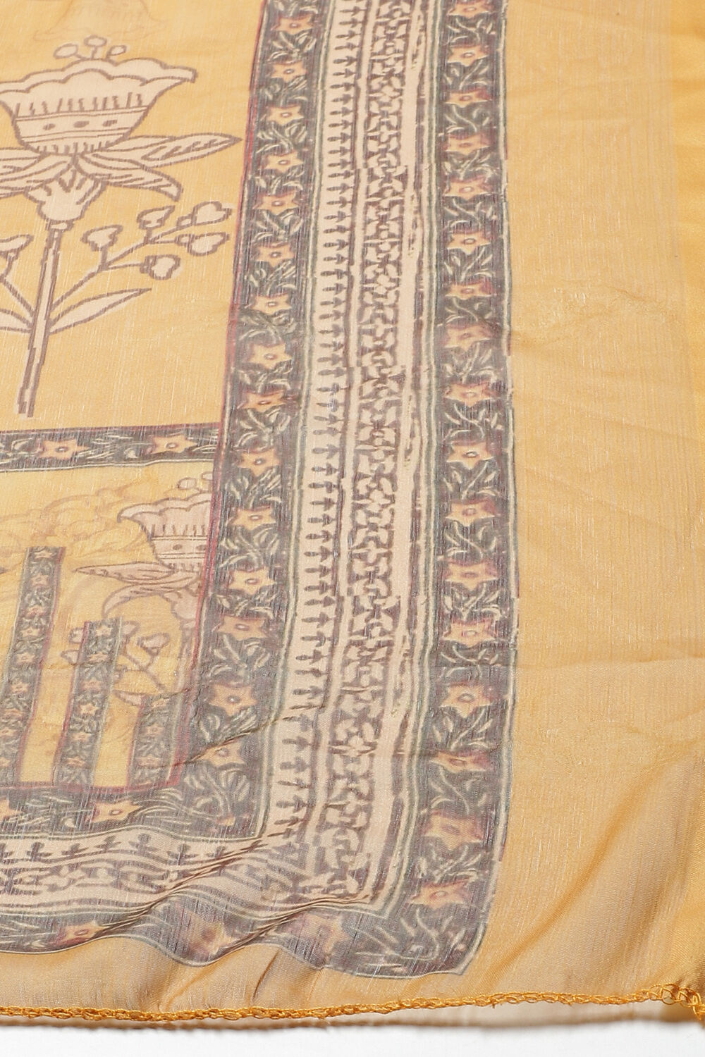 Navy Silk Blend Digital Print Unstitched Suit Set image number 2