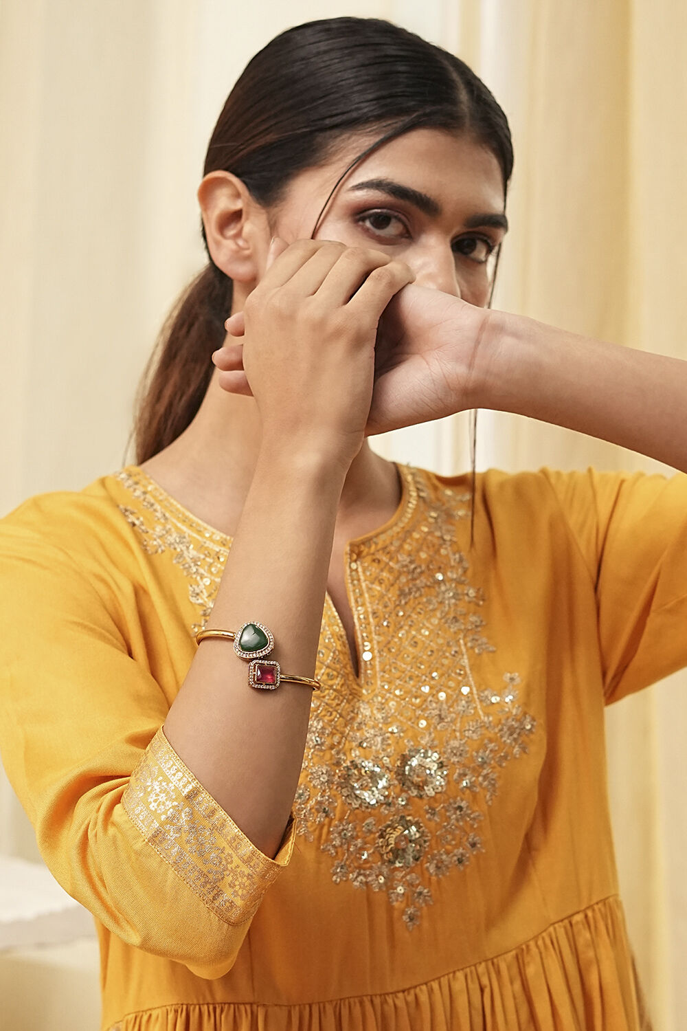 Green Red Brass Bracelet image number 2