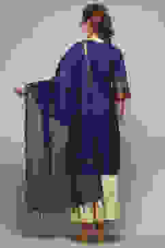 Blue Cotton Blend Yard-Dyed Dupatta image number 3