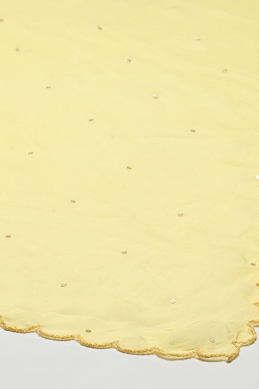 Yellow Organza Unstitched Suit set image number 4